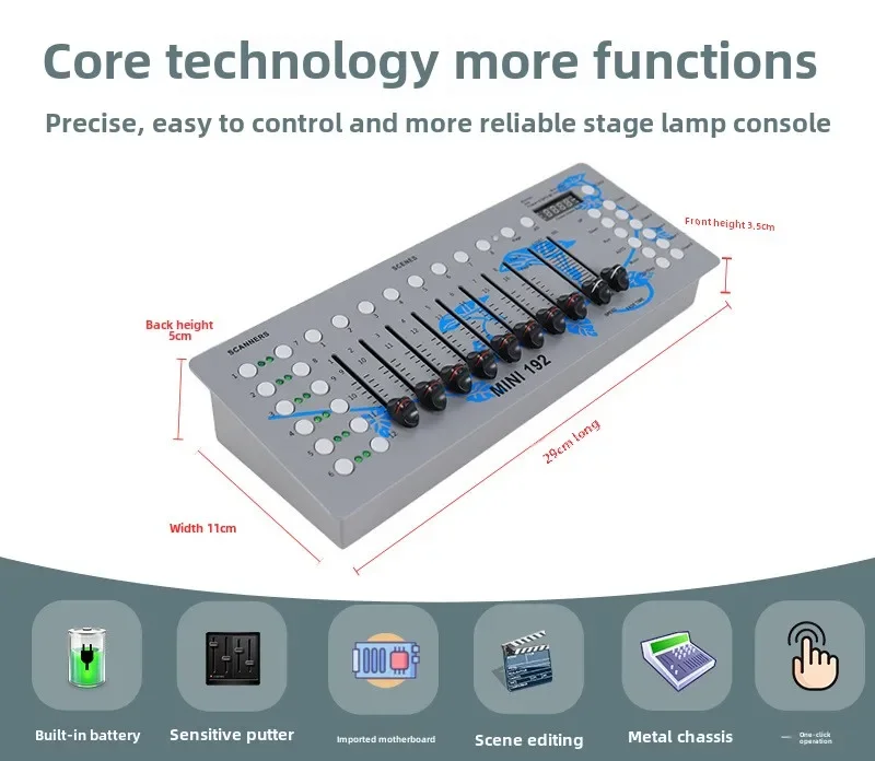 Topflashstar Mini 192 DMX Controller Various Stage Lighting Controls Portable 5600MA Battery DMX Console For Wedding DJ Bar