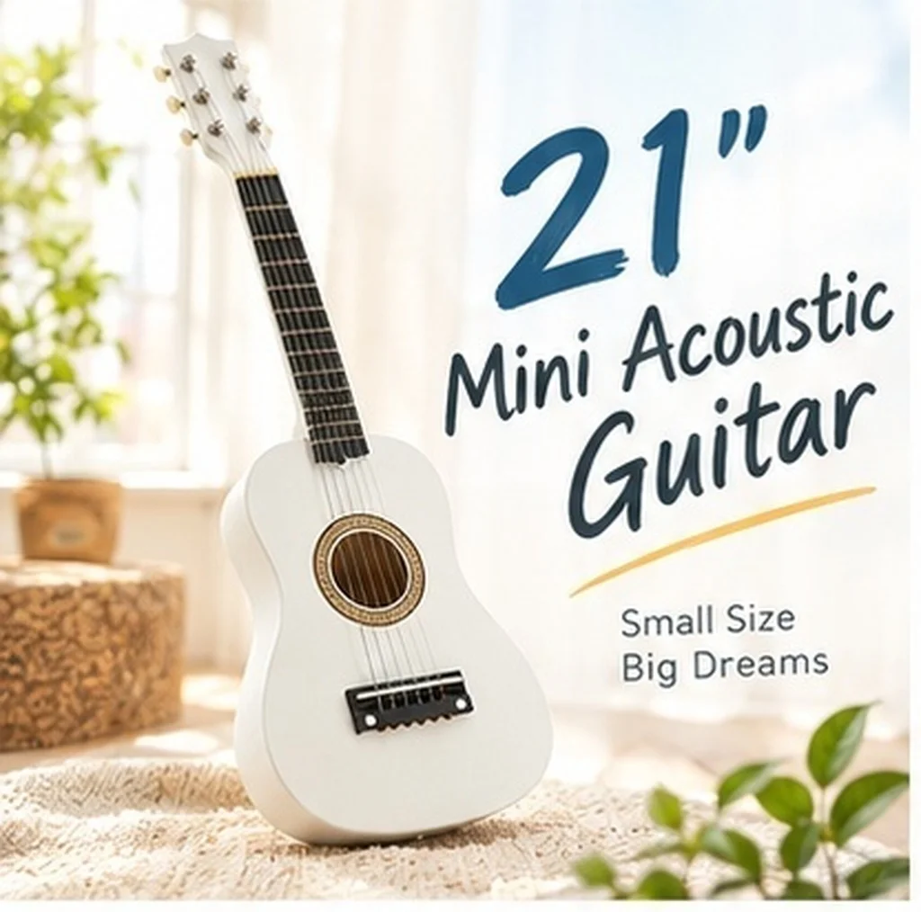 21Inch Wooden Acoustic Folk Guitar for Beginner Music Instrument Portable Perfect Gift for Folk Guitar