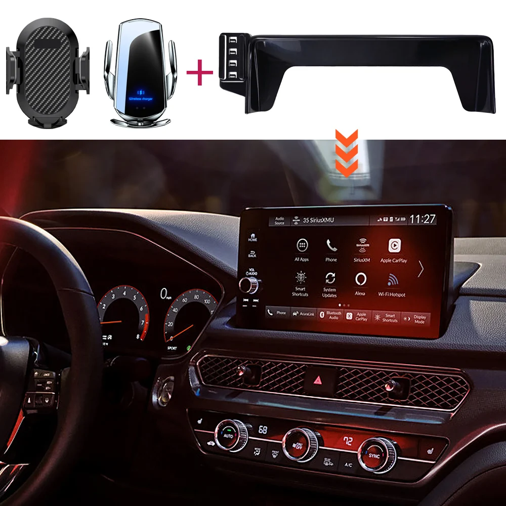 Car Phone Holder For Acura Integra 2023 2024 2025 Screen Panel Fixed Base 15W Wireless Charging Phone Mount Car Accessories