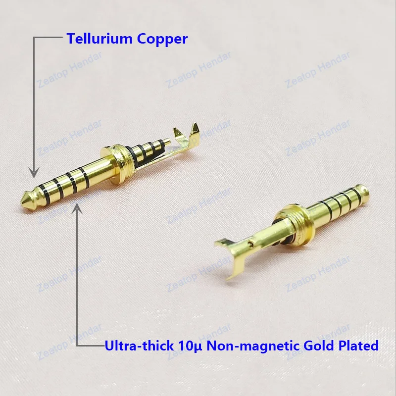 1Pcs Ultra-thick 10μ Non-magnetic Gold Plated Tellurium Copper 4.4mm 5Pole Balanced Audio Plug DIY Soldering for Earphone Cable