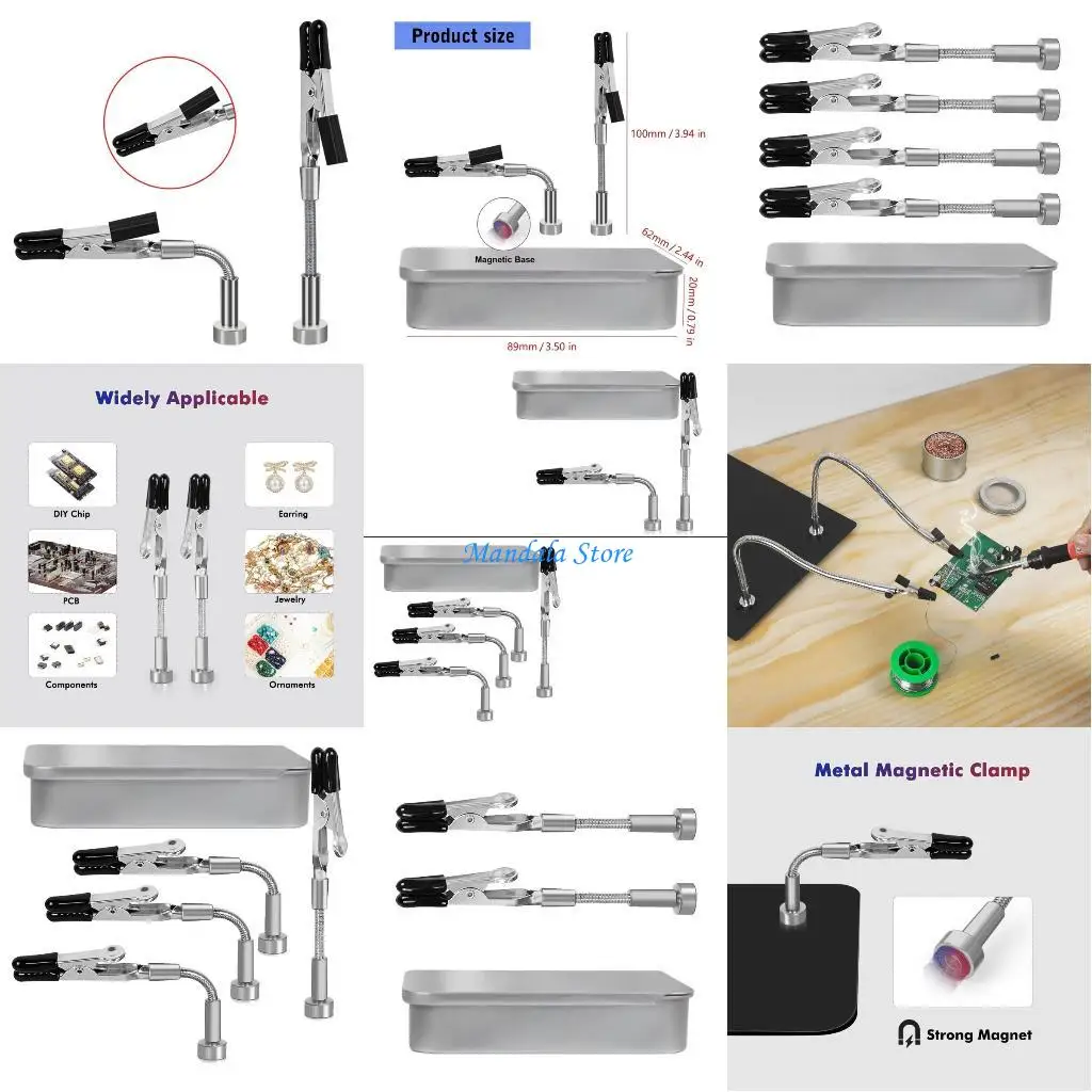 U2JC 2/4 قطعة ذراع معدنية مرنة حامل اللوحة المغناطيسي لحام الثالث مساعدة الأيدي لحام الموضع أداة إصلاح الإلكترونية #1