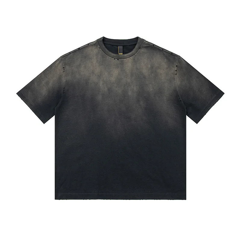 Beijie Men's Wear American Fashion Brand New Summer 320g Heavy Heavy Work Old Gradient Short Sleeve T-shirt Men