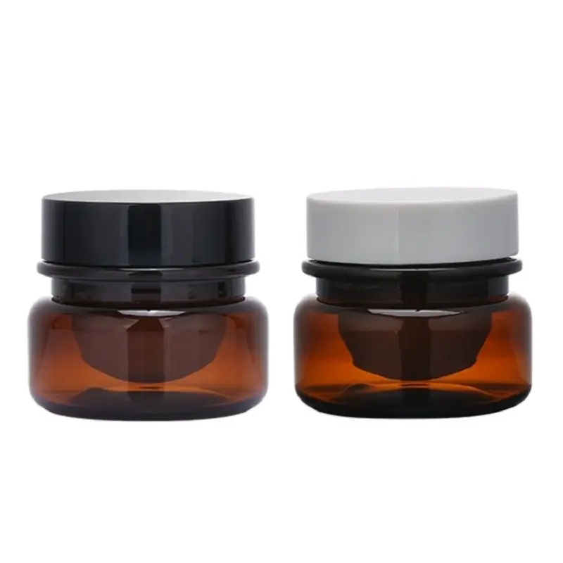 

30pcs Cream Containers Pot 30G PET Double Layers Plastic Brown Facial Cream Cans PP Inner Tank Screw Lid Empty Skincare Jar