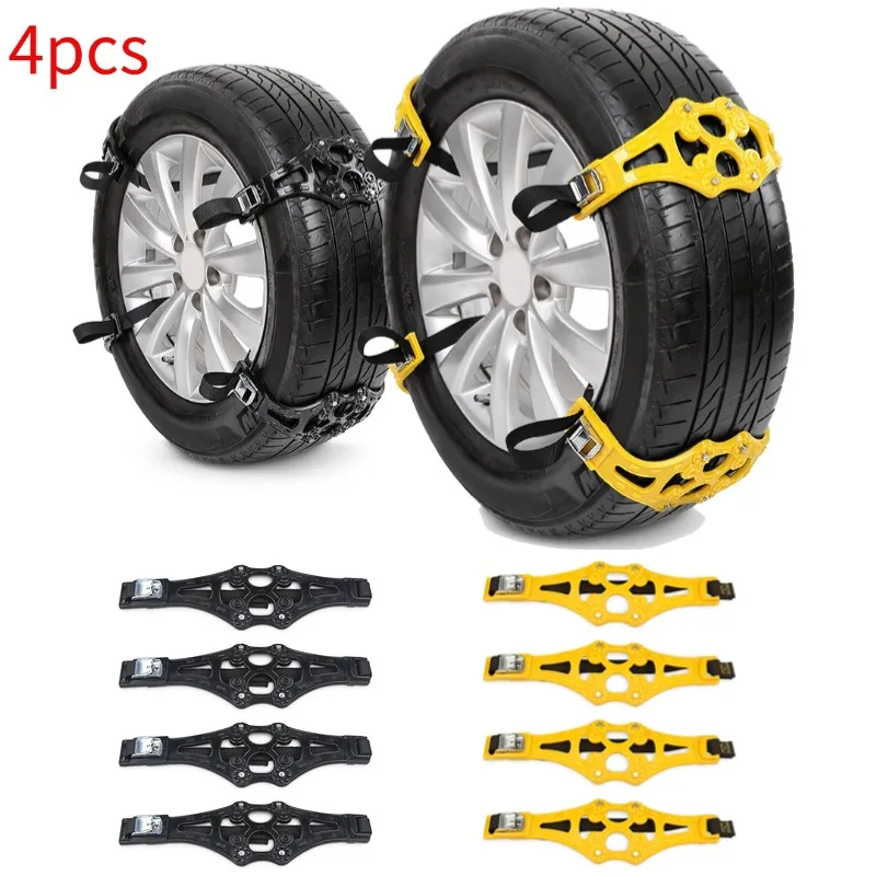 4PCS Vehicle Car Tyres Anti Slip Snow Chain Easily Mount Winter Security Chain Portable for SUV Trucks Cars Durable Lightweight