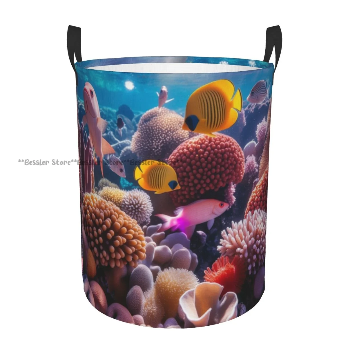 

Tropical Fish Underwater World Landscape Waterproof Storage Bag Household Dirty Laundry Basket Folding Clothes Organizer