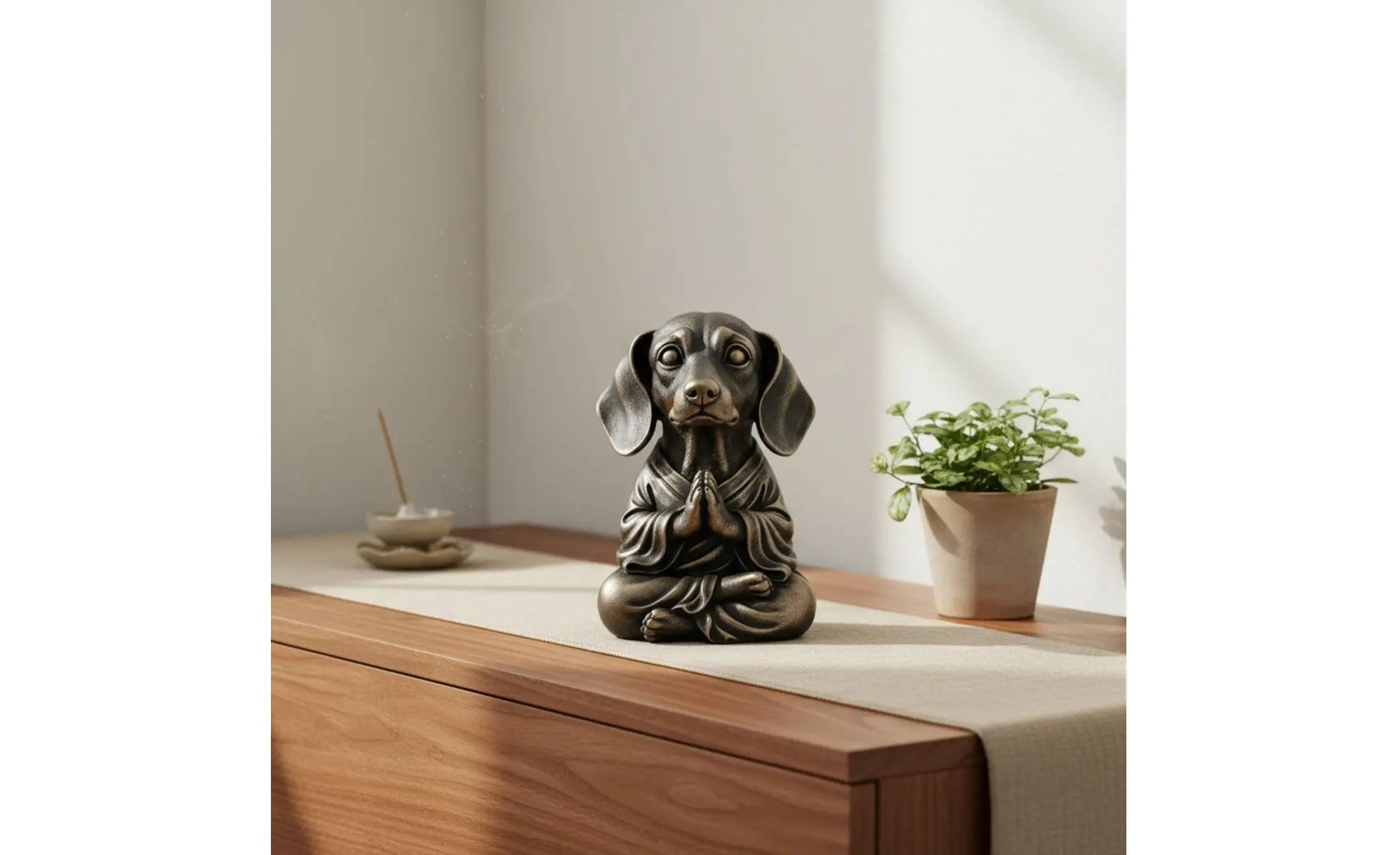 Meditating Dog Statue Cute Zen Dog Figurine Resin Zen Creature Figurine Outdoor Friendly Resistant for Desk