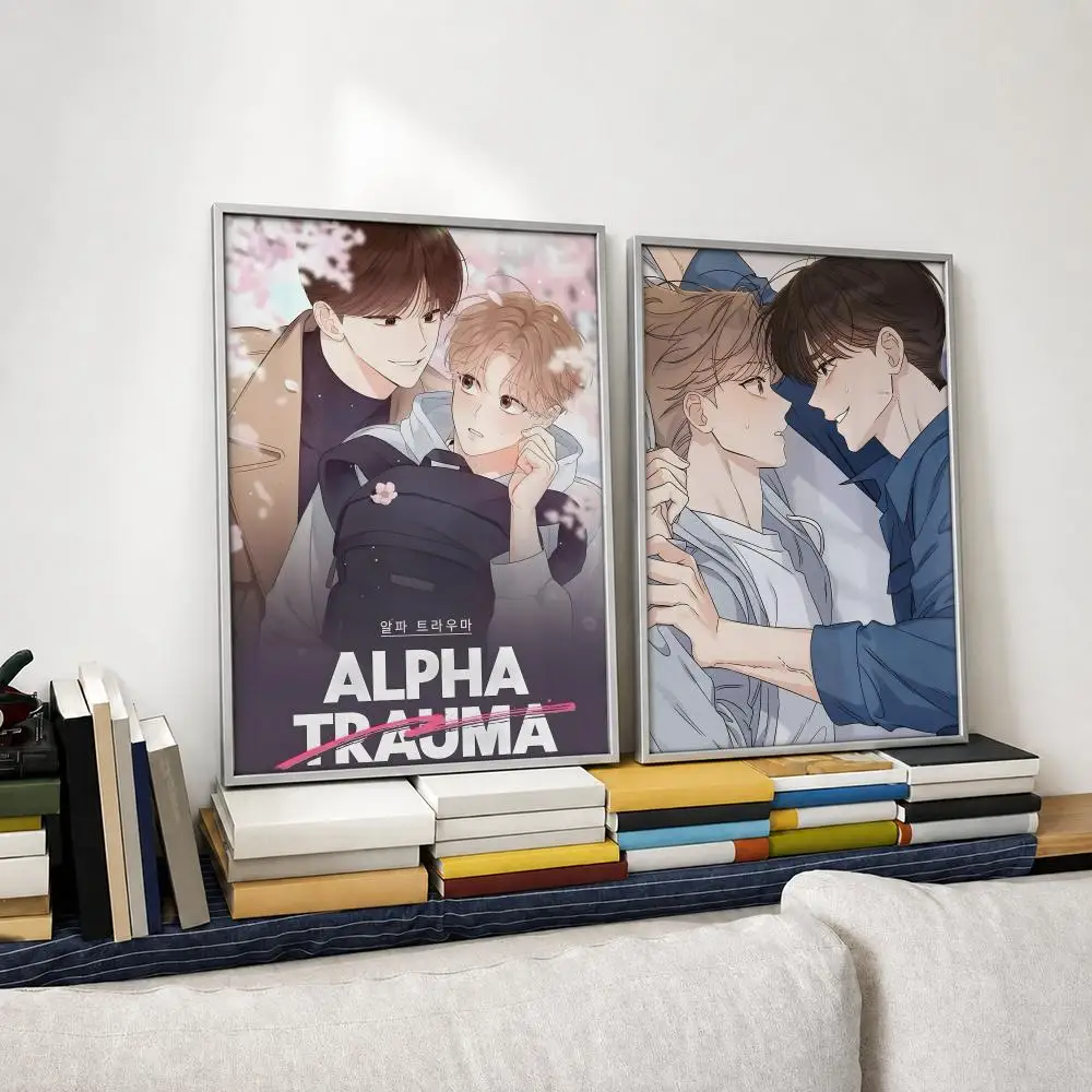 Manhwa Alpha Trauma BL Poster Self‑Adhesive Waterproof PP Poster Coffee House Bar Wall Art Sticker Room Home Decor