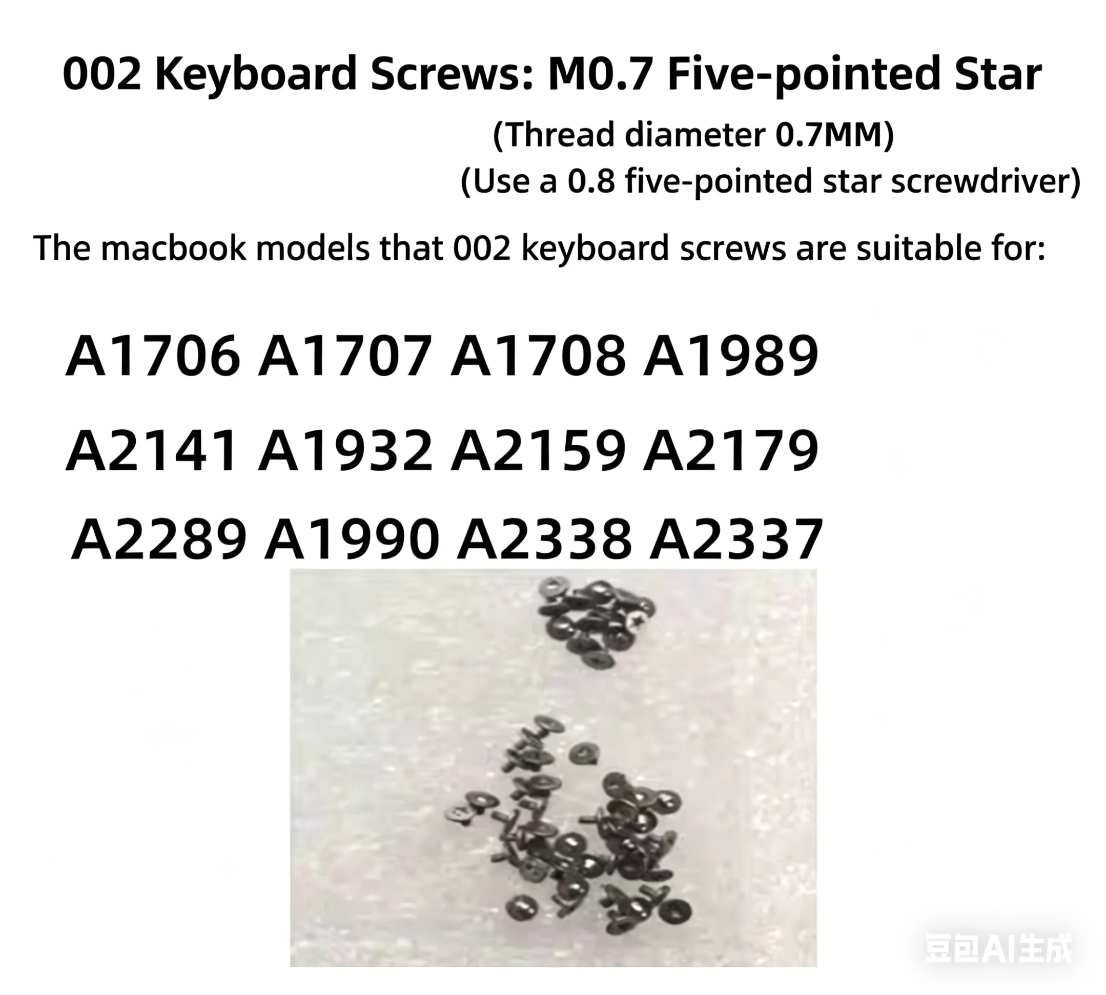 100Pcs/Lot For Macbook Pro A1706  A1990 A1708 A1989 A2141 A1932 A2159 A2179 A2251 A2289 A2337 A2338  A2941Keyboard Screw Rrivets