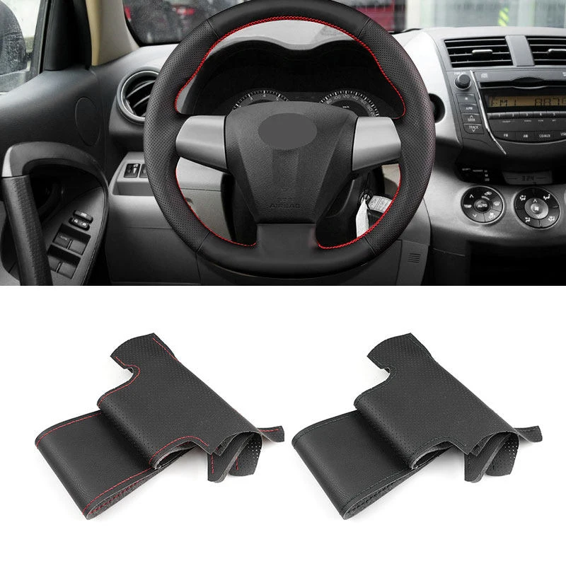 For Toyota Corolla RAV4 Auris Wish Vanguard Voxy 2010 2011 2012 2013 Car Interior Steering Wheel Cover Perforated Leather Trim