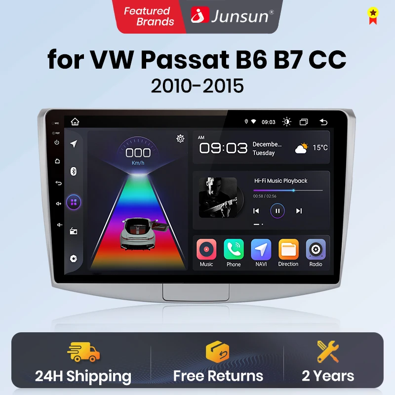 Junsun Wireless CarPlay Android Auto Car Intelligent Systems for VW Passat B6 B7 CC 2010-2015 GPS Car radio