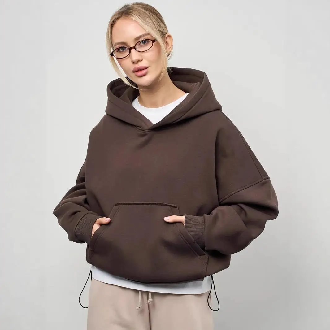 

Women's Hooded Sweatshirt Waist Cinched Long Sleeve Casual Comfortable Fashionable Color Winter Outfit