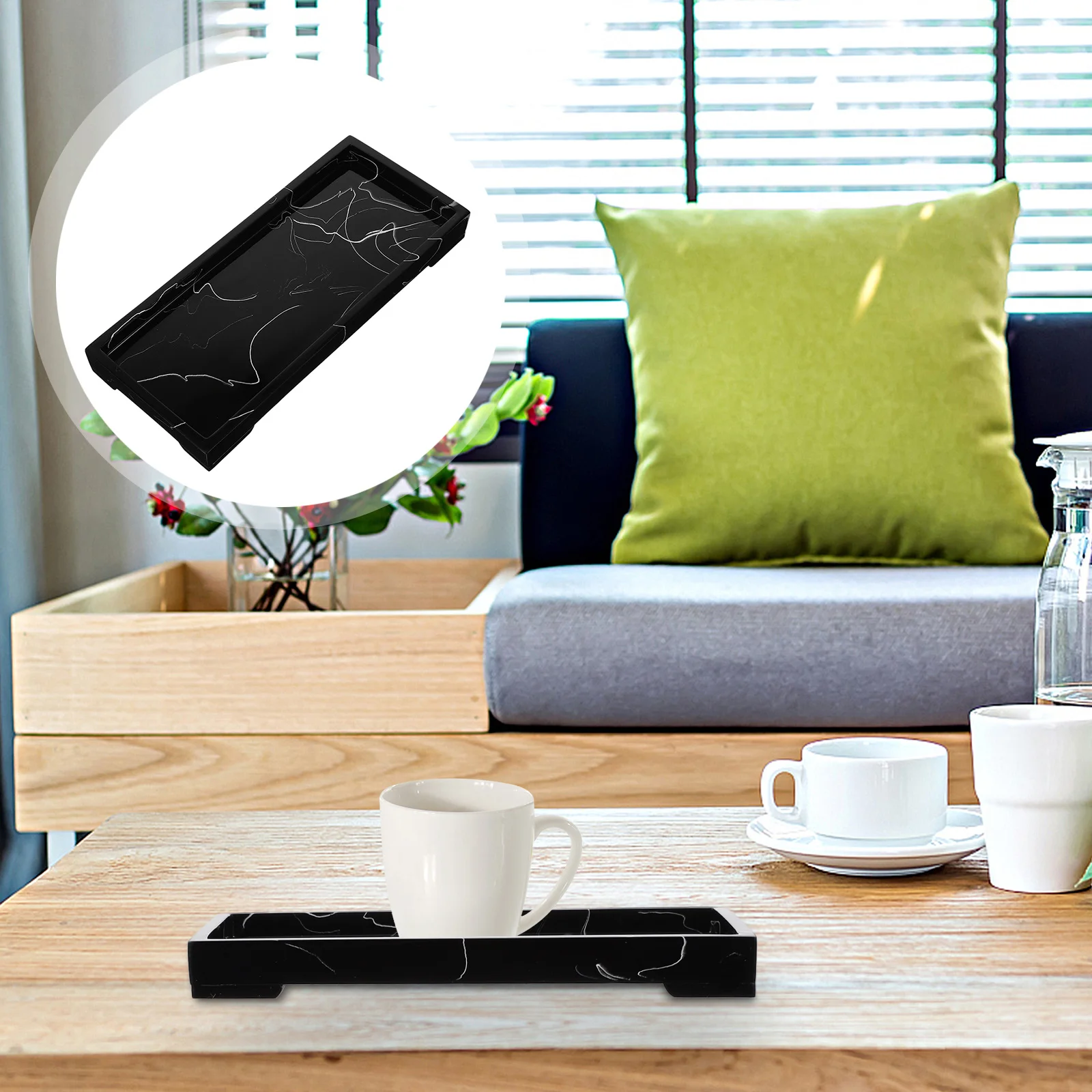 

1Pcs Marble Texture Storage Tray Easy Clean Resin Bathroom Toiletries Cosmetics Jewelry Organizer for Home Restaurant