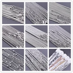 1/5/10pcs/Lot Silver Color Snake/Beads Chain Necklace Stainless Steel Chains For Women Men Accessories DIY Jewelry Making Choker