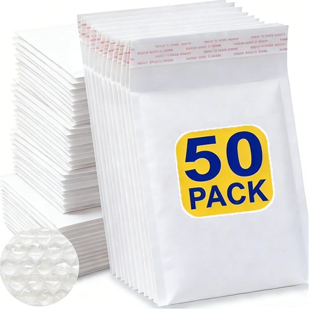 50-10Pack Kraft Bubble Mailers Self-Sealing Storage Paper Envelopes Waterproof Cushioned Padded Foam Shipping Bags for Packaging