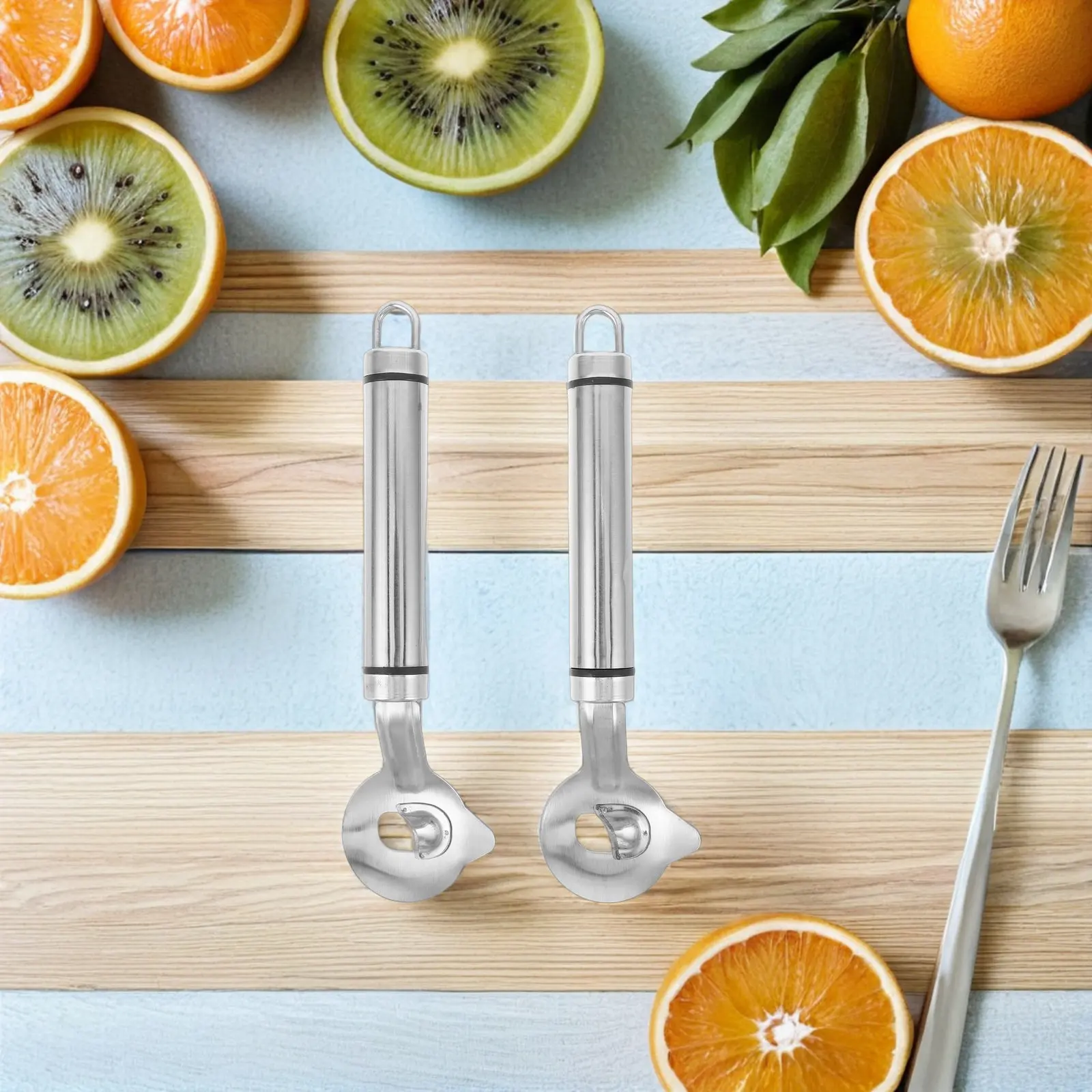 2Pcs Long Handle Stainless Peeler Spoon Multifunction Cutting Tool for Kitchen Noodle Cooking Groove Edge Peeler