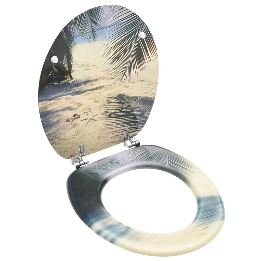 Beach-Themed MDF Toilet Seat with Lid - Stylish WC Decor for Your Bathroom