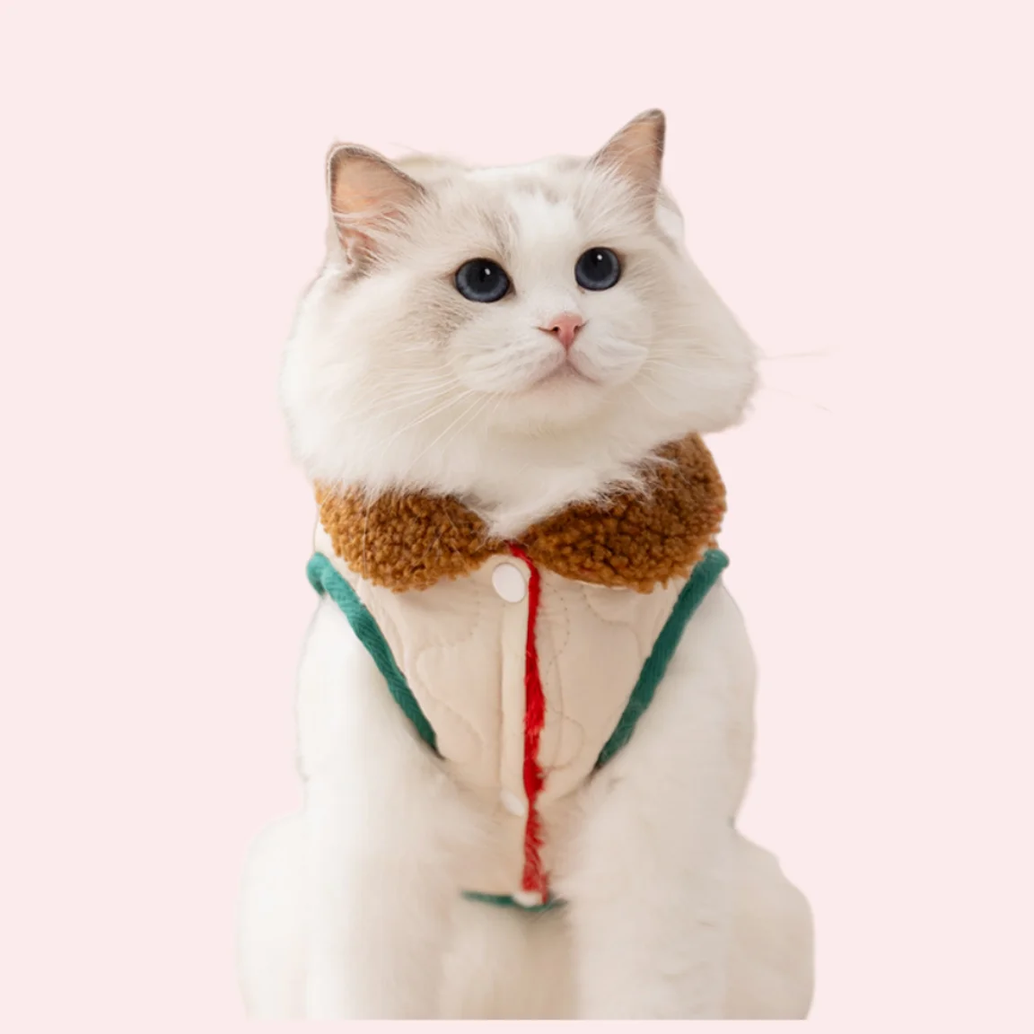 

Adventure Pet Jacket Cartoon Dog Print Winter Coat with Plush Collar Built-in Leash Hook Thickened Warm Lining for Cats Dogs