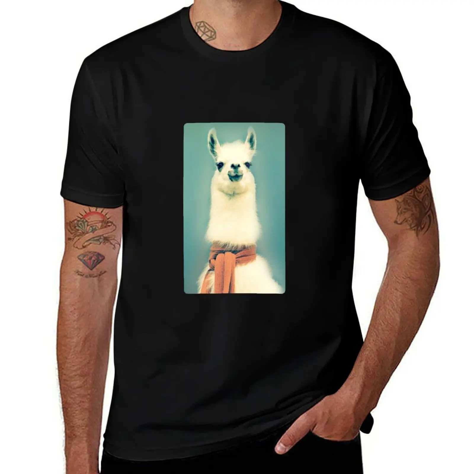 Llama T-Shirt Retro Style Print Casual Top T-Shirt