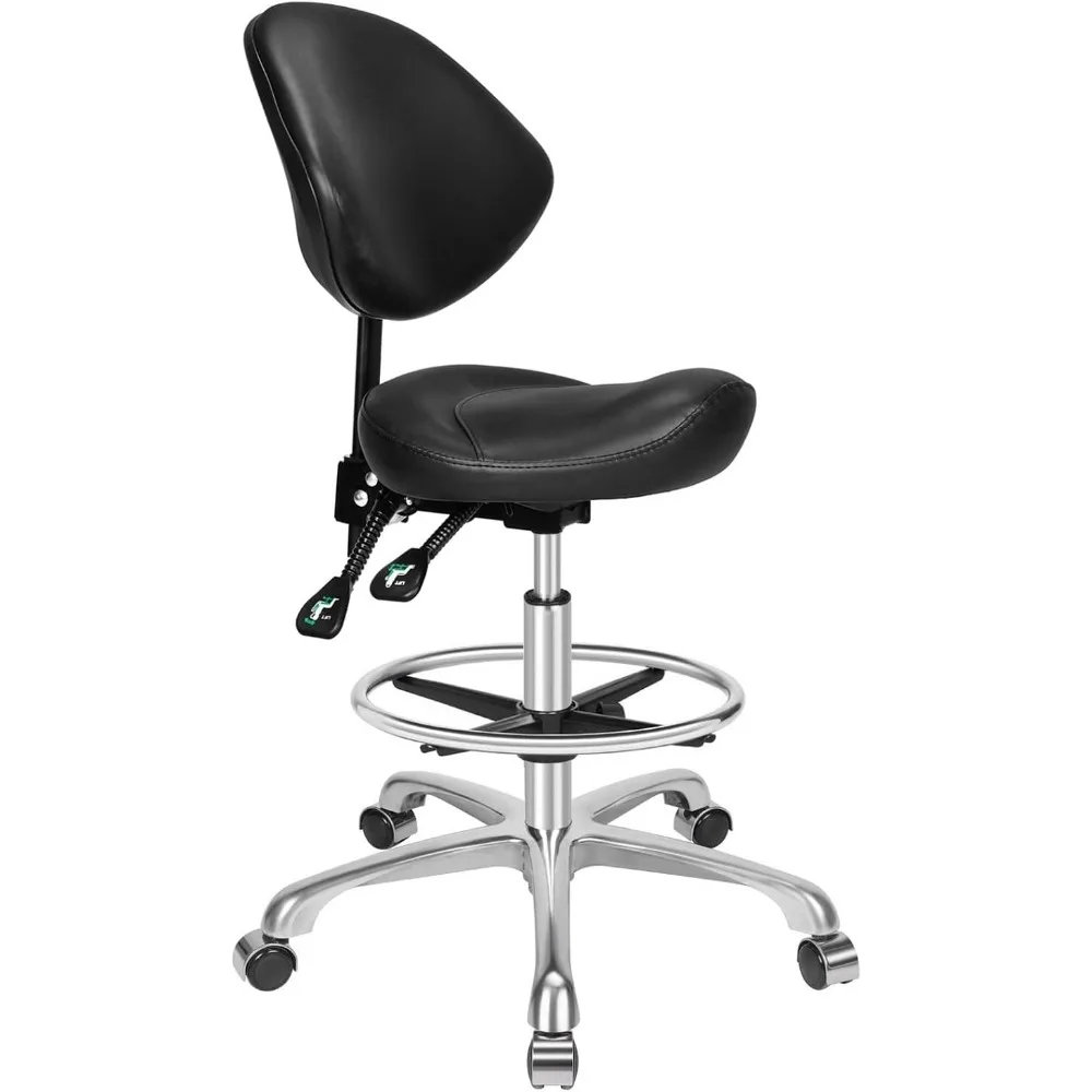 

Kaleurrier Ergonomic Rolling Swivel Stool with Wheels,Pneumatic Lifting Height Adjustable Drafting Chair for Clinic