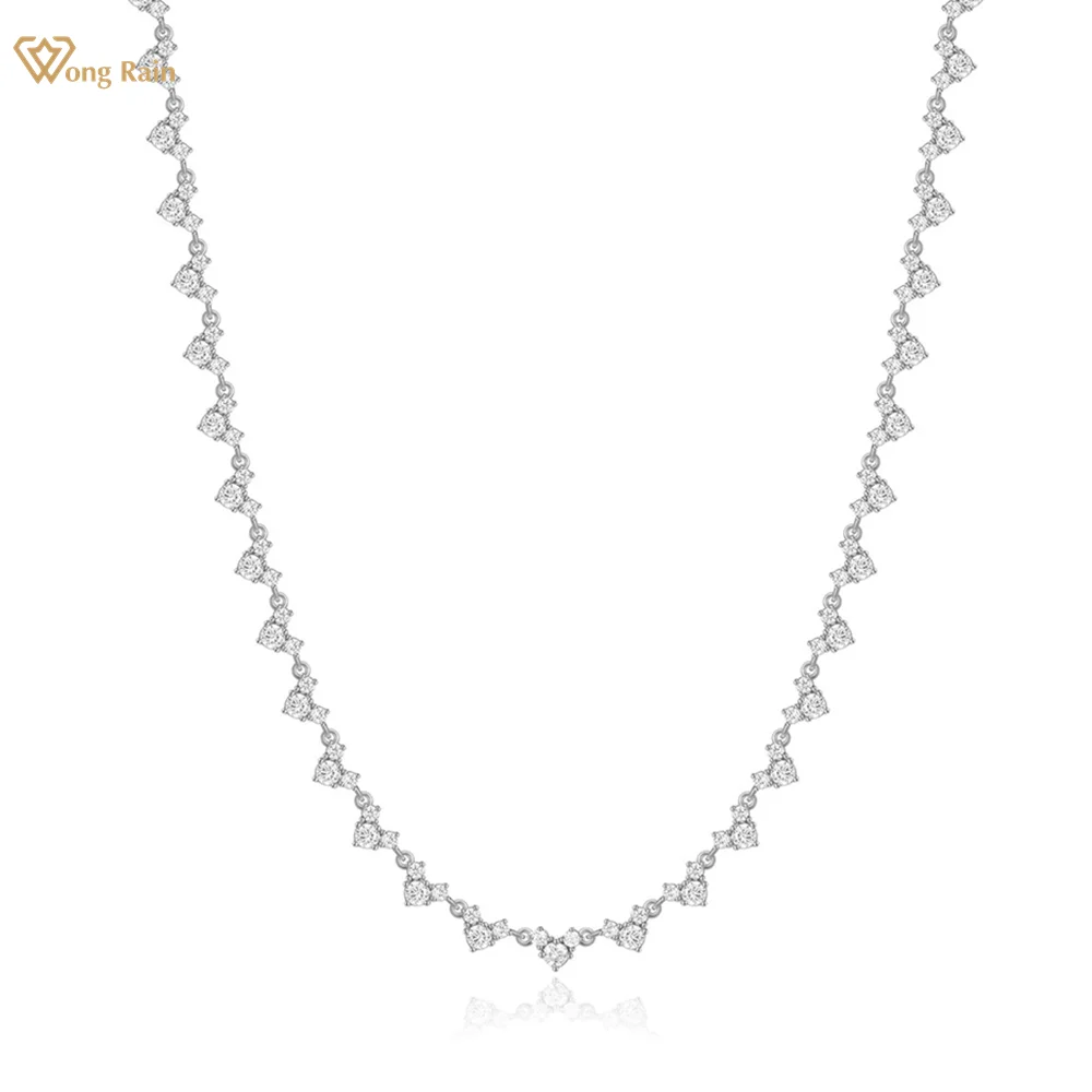 

Wong Rain Sparkling Solid 925 Sterling Silver VVS1 3EX D Color Real Moissanite Diamonds Gemstone Women Necklace Fine Jewelry GRA