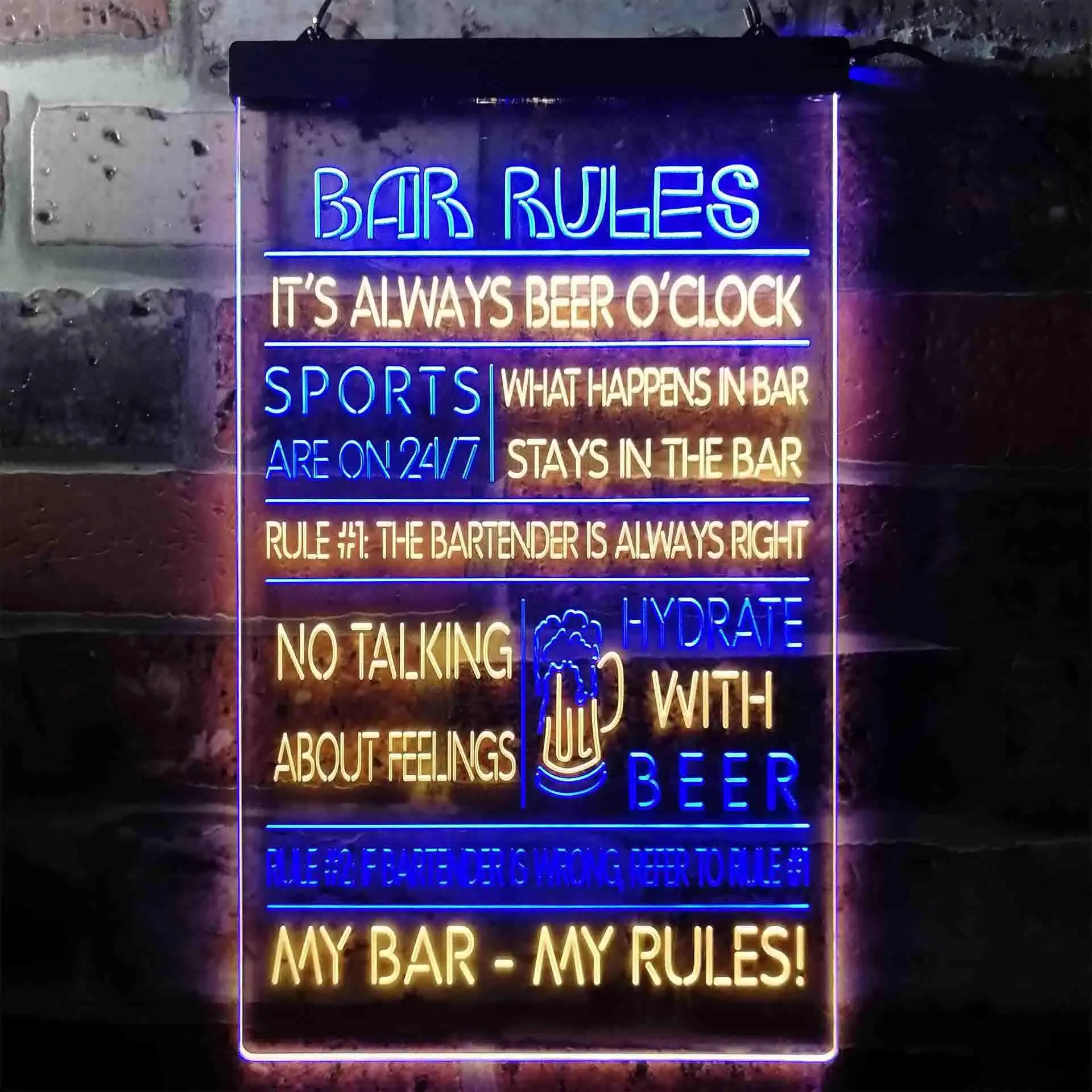 

Двухцветная светодиодная неоновая вывеска My Bar My Rules st6-i3414