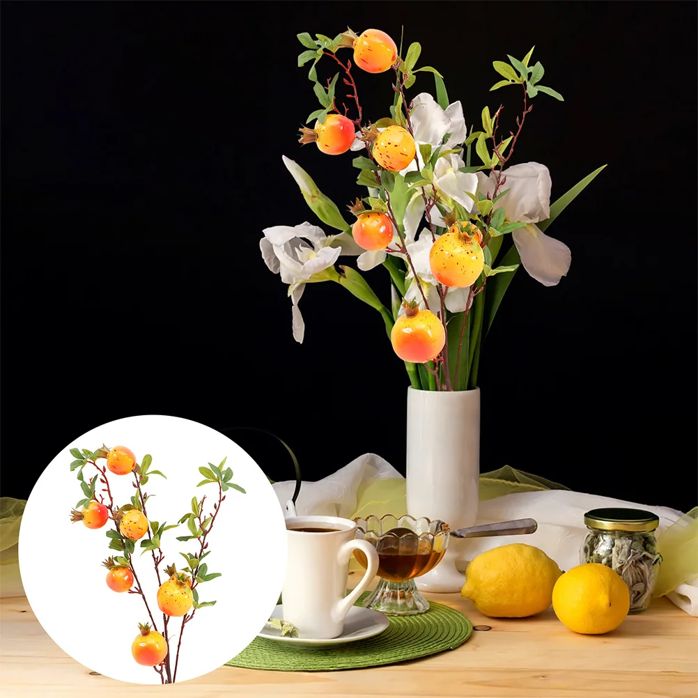 

2Pcs Beautiful Pomegranate Stems Decorative Bouquet for Wreath Making Material Home Flower Arrangement Ornament