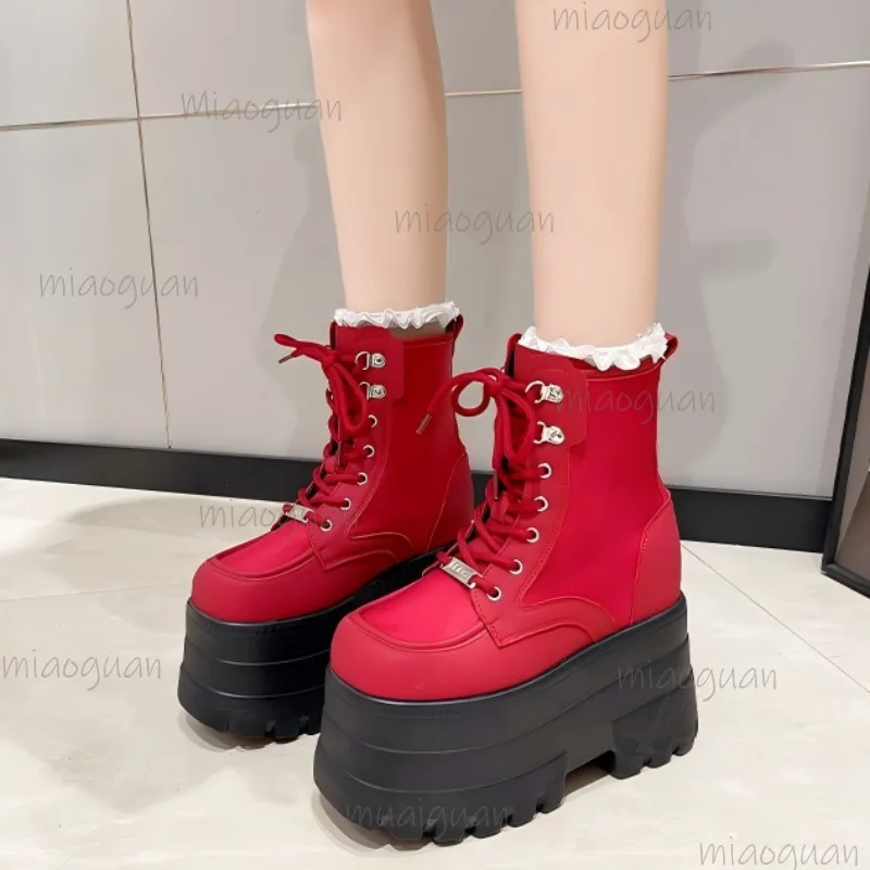 Super High Platform Ankle Boots for Women Punk Thick Bottom Shoes Height Increasing Women's Boots Autumn Botines Bottes Femmes - view 6