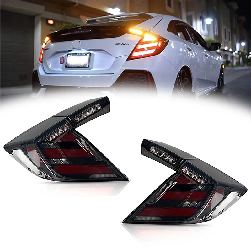 Car Lights LED Tail Lamp For Honda Civic 10th Gen Sedan 2016 2017 2018 2019 2020 Rear Tail Light Dynamic DRL Smoke