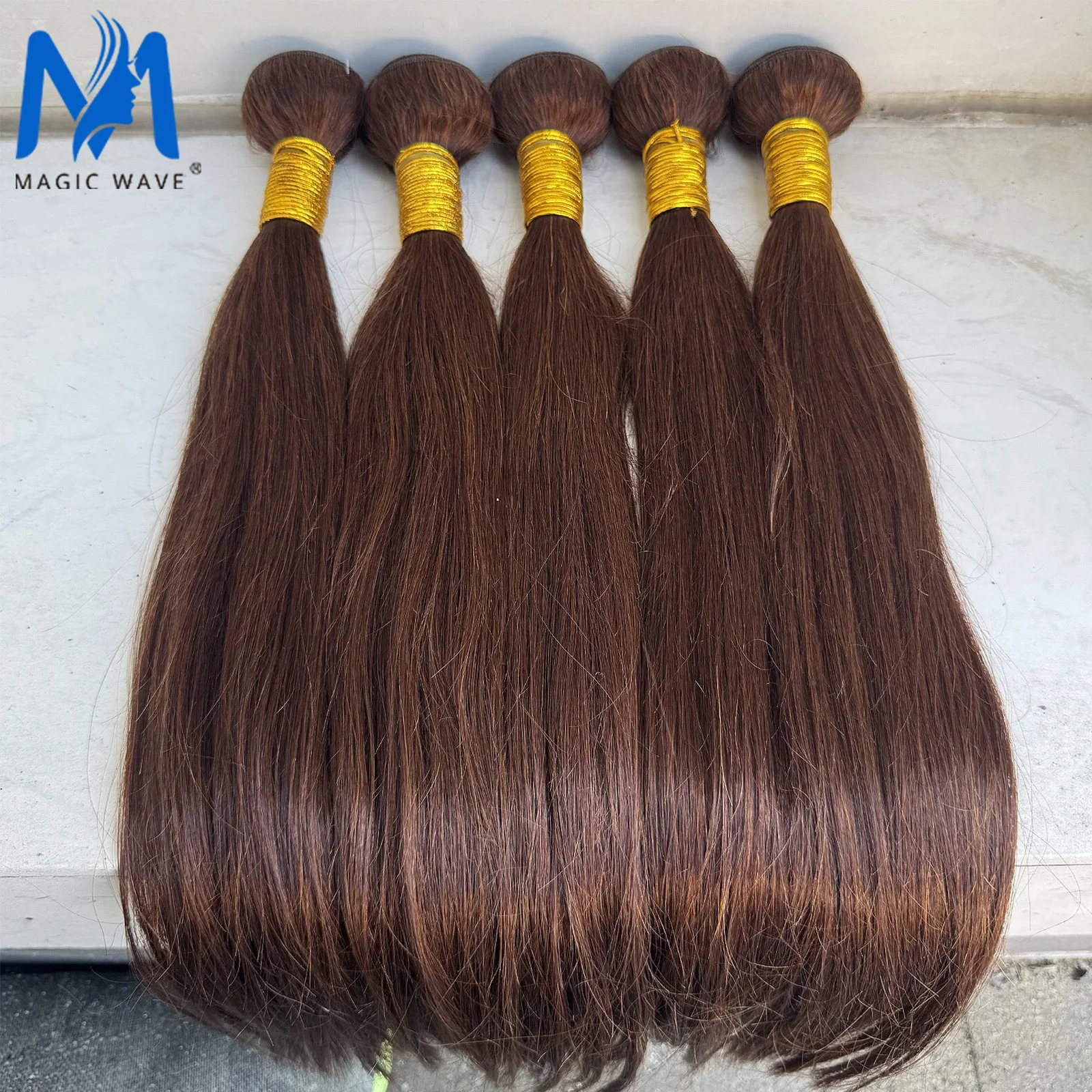 # 4 حزم شعر ريمي برازيلي بني شوكولاتة، وصلات شعر بشري مفرود، حزم شعر بشري بني فاتح للنساء #1