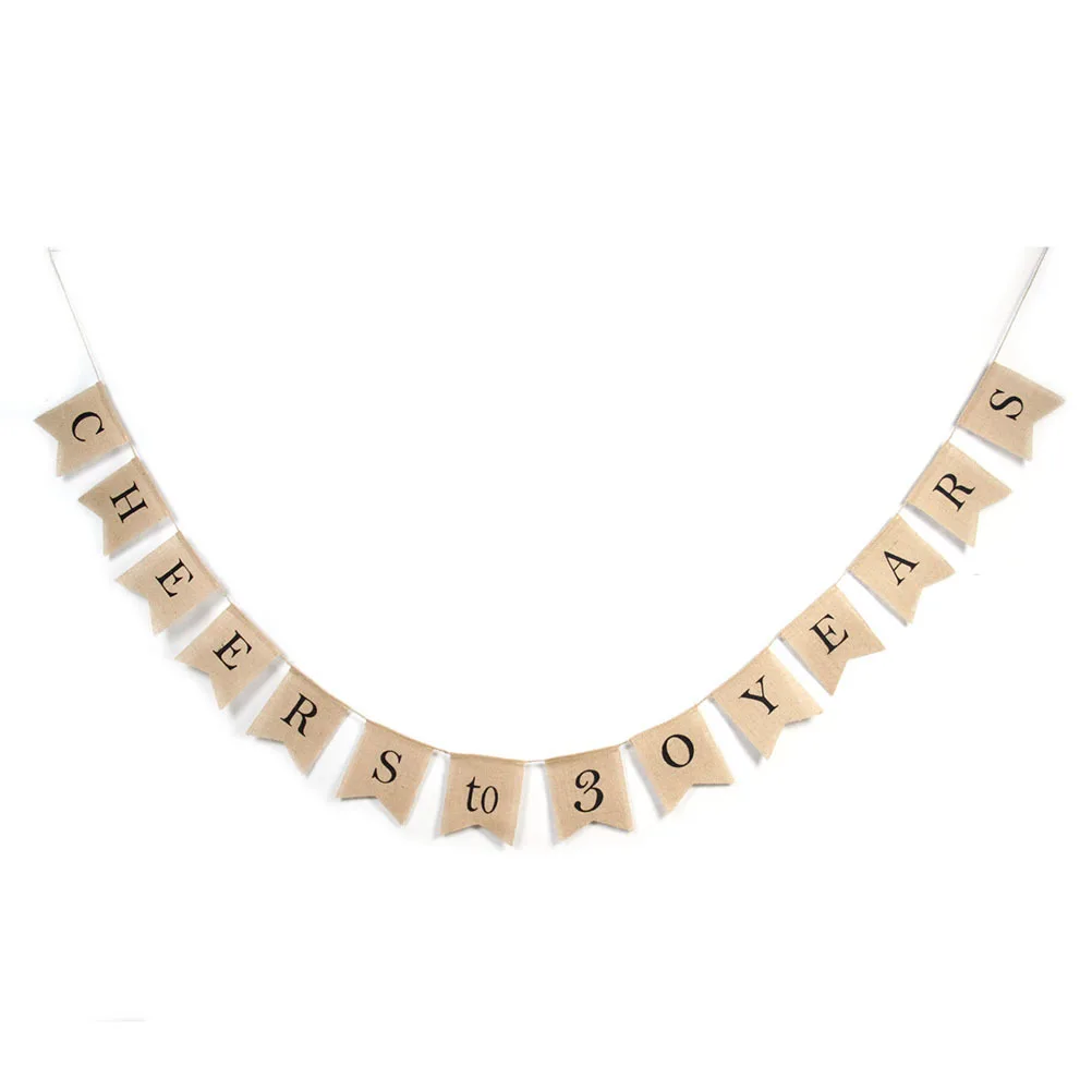 

1.5m Cheers to 30 Years Hessian Bunting Rustic Vintage Party Decoration for Weddings Birthday Christenings Street Fairs