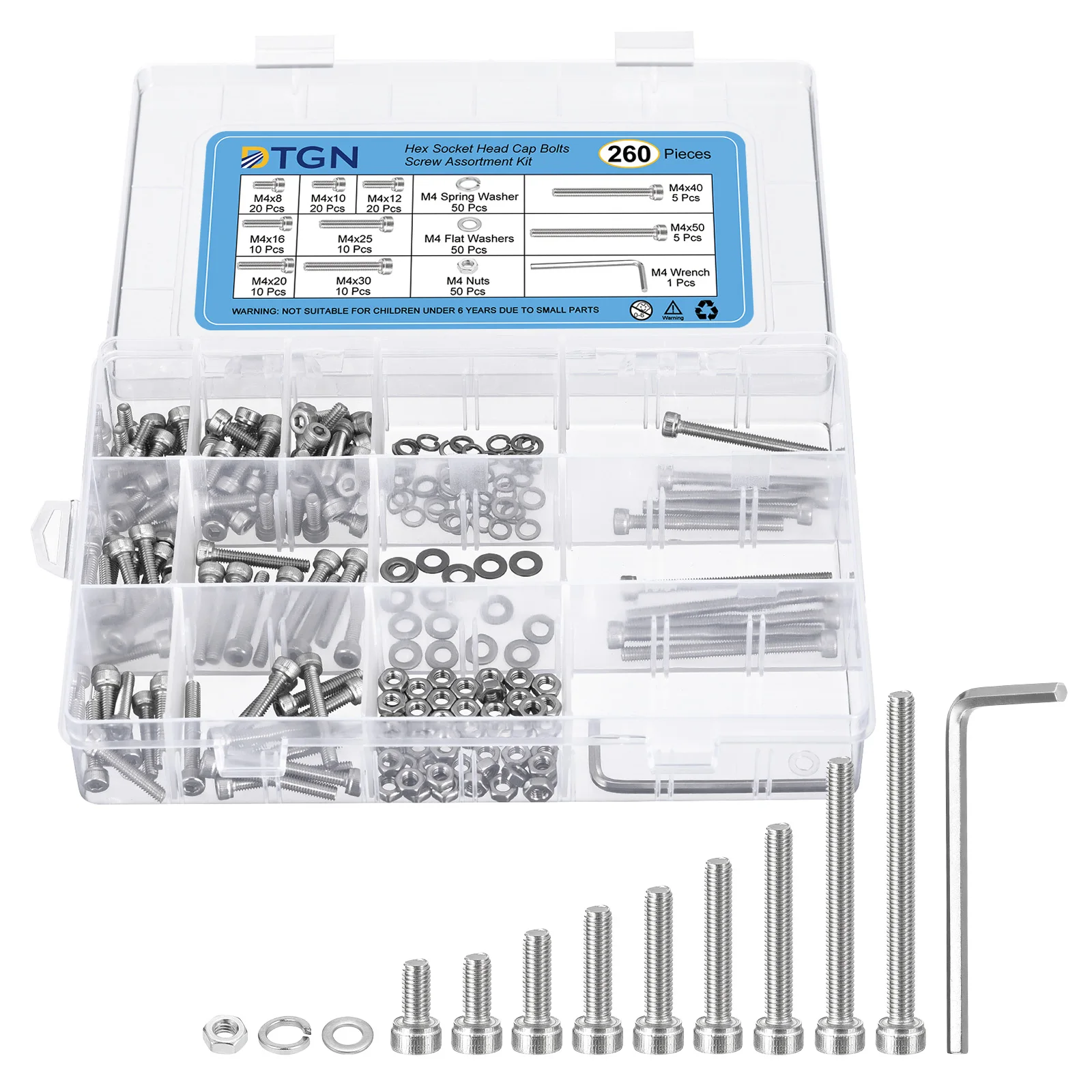 Uxcell 70/100/360pcs M3 M4 M5 M6 304 Stainless Steel Hex Socket Head Cap Bolts Screw Kit Hexagon Machine Bolt Set