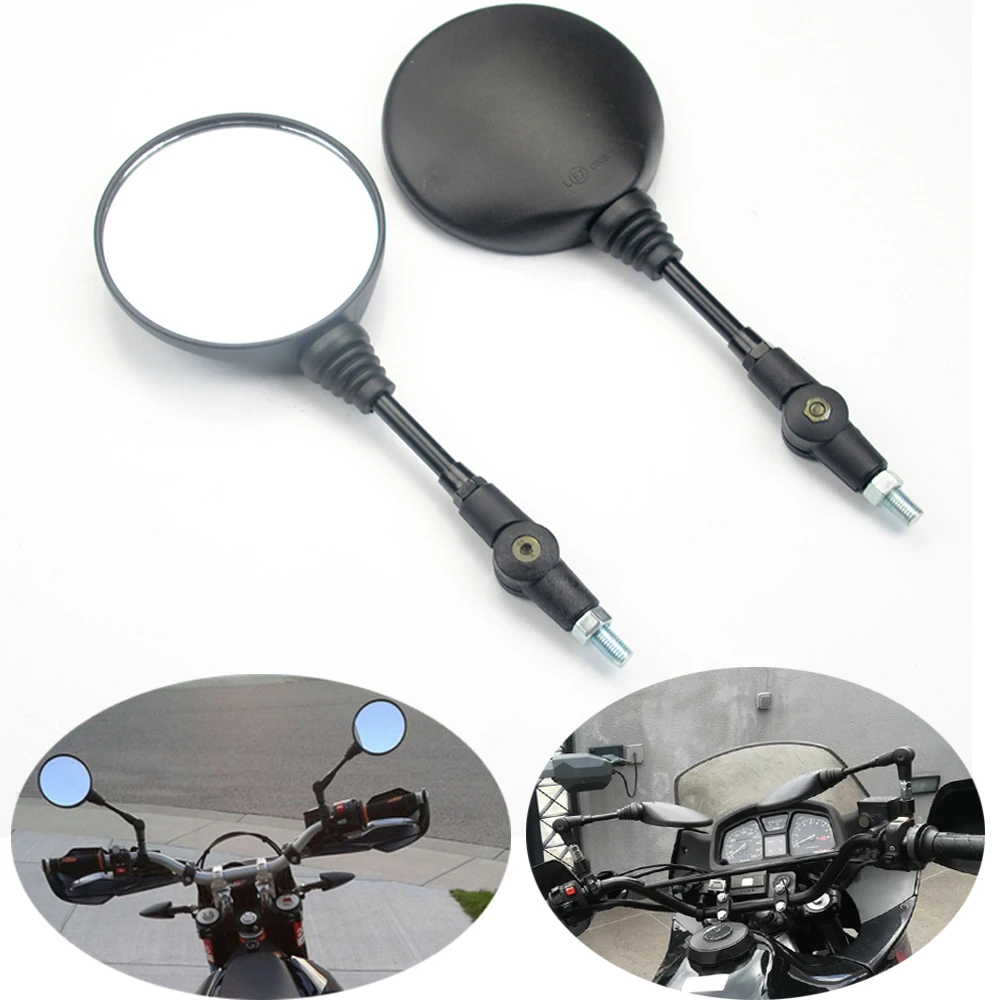 

1Pair10mm Universal Folding Motorcycle Side Rearview Mirror Round Motorcycle Rear View Side Mirrors For Kawasaki For Honda