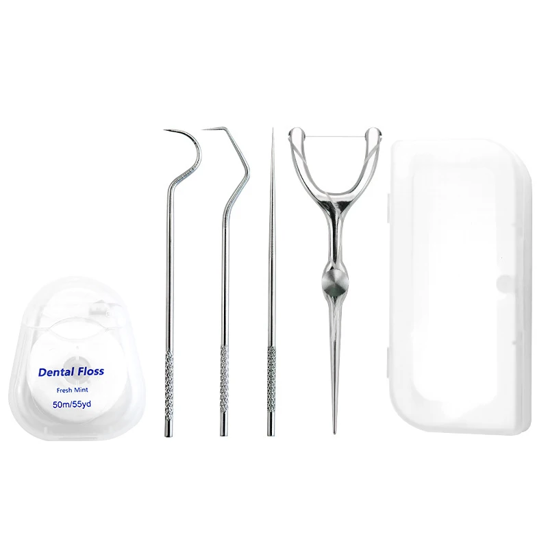Stainless Steel Toothpick Dental Floss Reusable For Flossing Holder Portable ECO-friendly Teeth Cleaning Tools