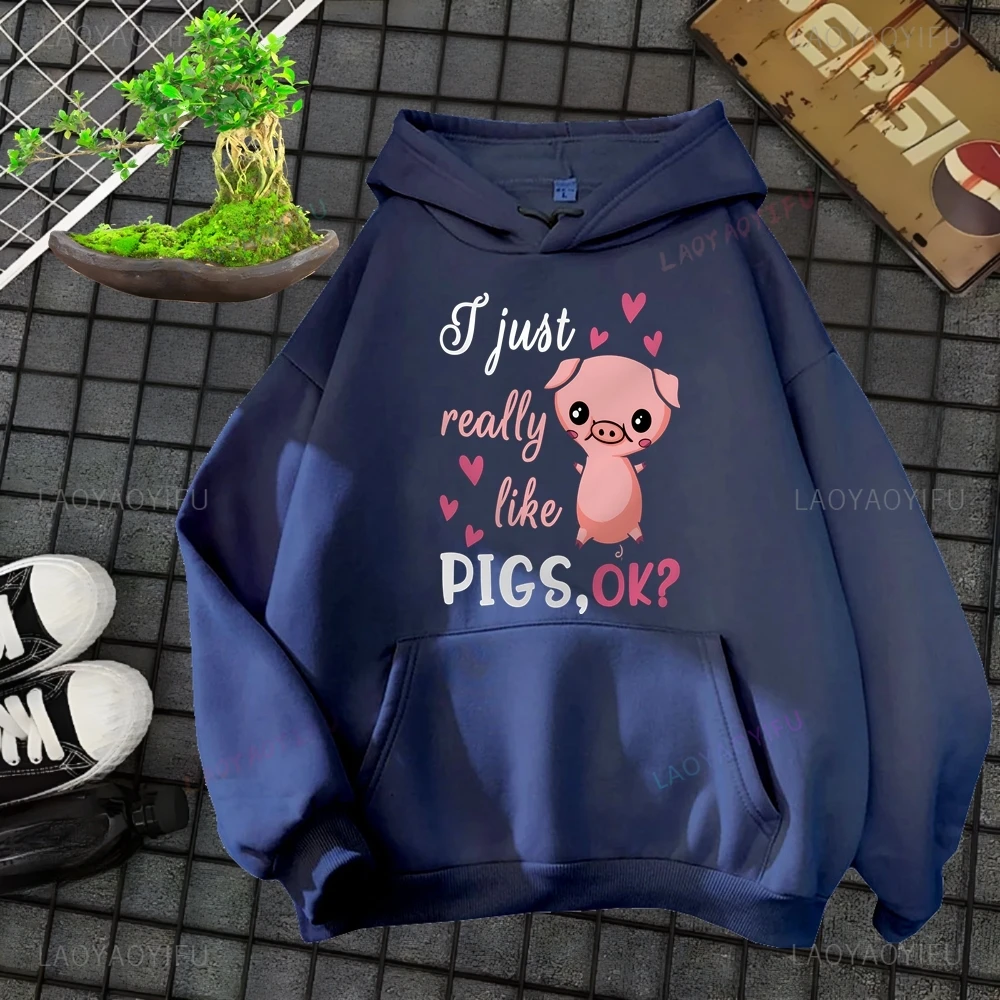 Hoodie. I Really Like Pigs, Okay? Pig's Lover Fall Sweatshirts, Men's and Women's Jumpers, Hoodies, Men's and Women's Streetwear