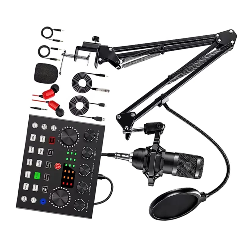 B49C BM800 V8s For Karaoke For Podcast Recording Professional Audio Condenser Mic Equipped With Sound Card