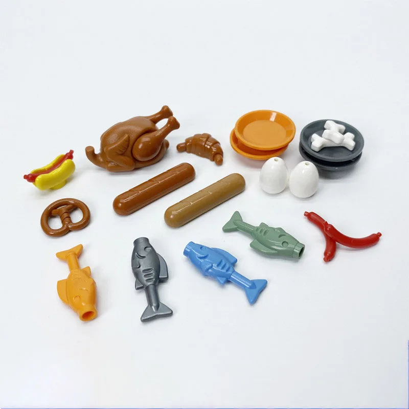 Moc cidade rua blocos de construção impressão pizza frutos do mar combinação alimentos acessórios sobremesa copo chocolate mini tijolo brinquedo presente