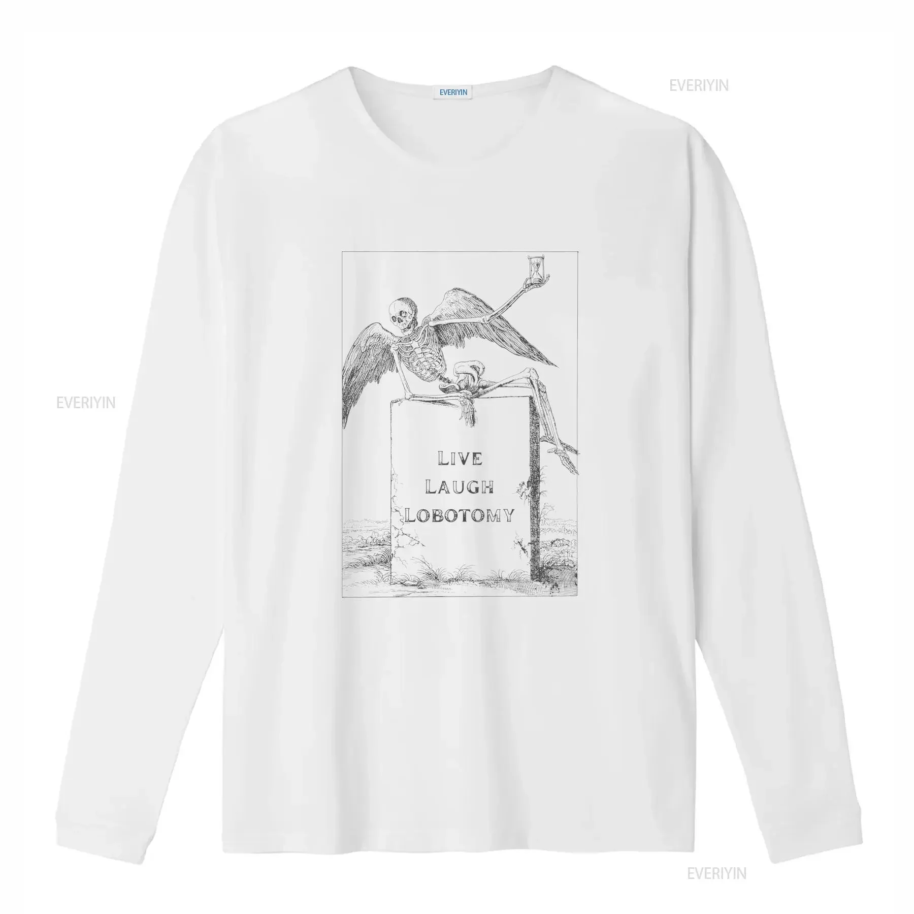 LIVE LAUGH LOBOTOMY T Shirt vintage Washed streetwear Comfortable homme designer clothes Versatile Casual