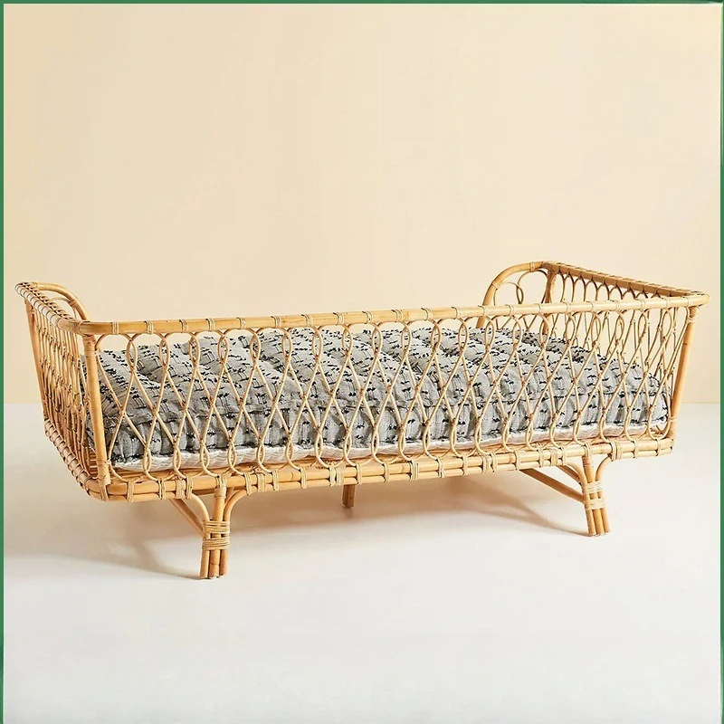 Modernes, einfaches Rattan-Schlafsofa, nordisches Haushalt, kleines Rattan-Bett, Wohnzimmer, multifunktionales Dual-Purpose-Schlafsofa