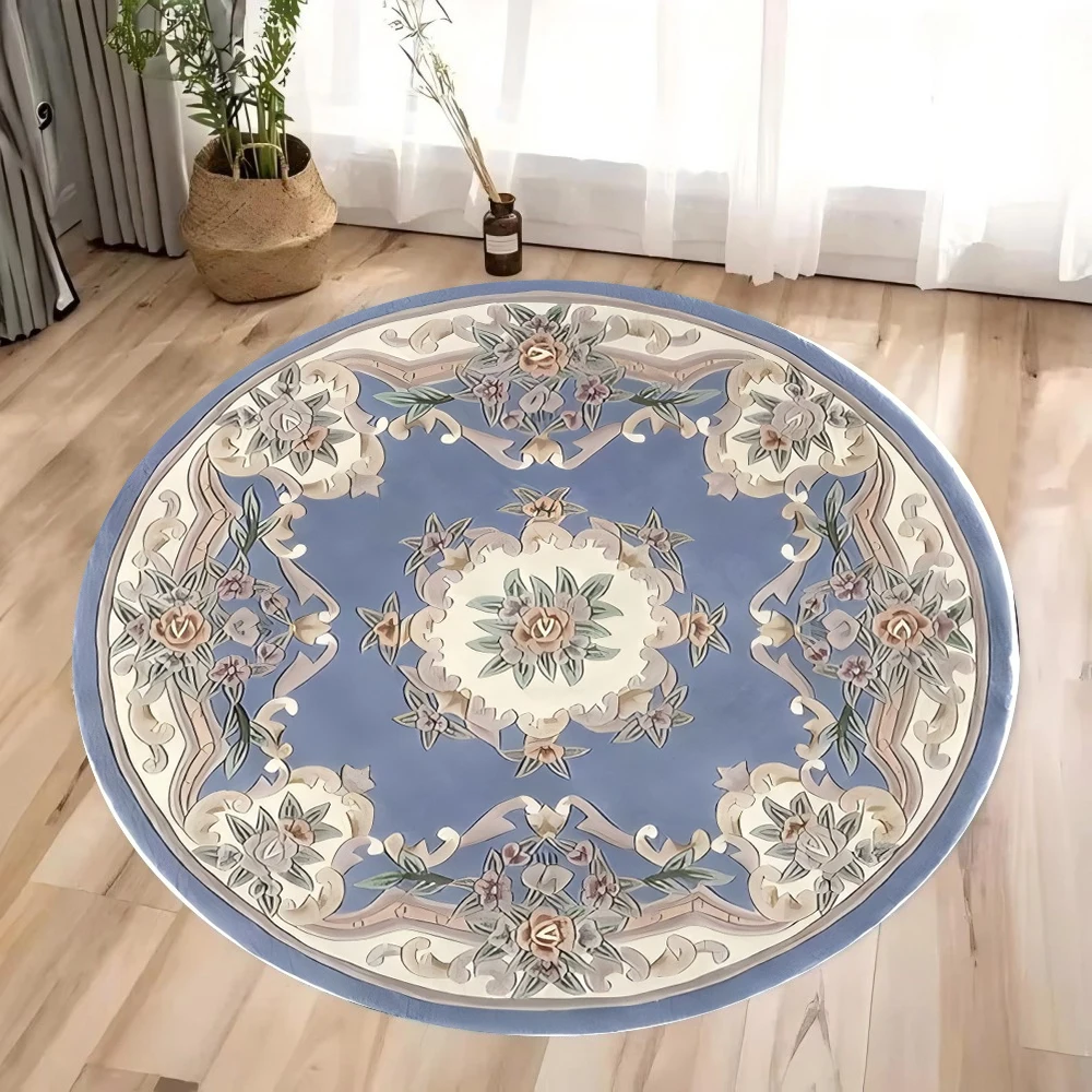 

Круглый ковер с богемным цветочным принтом — нескользящий коврик для домашнего декора в мультяшном стиле для гостиной, спальни и прихожей