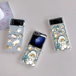 Cute M-mofusands Cat Phone Case for Samsung Galaxy Z Flip 3 4 Z Flip 5 6 Z Fold 4 5G PC Soft Anti-fall Back Cover
