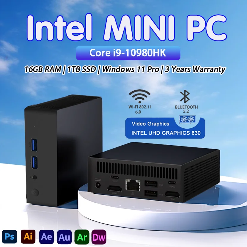 

【3-year warranty】2026 New Portable Mini PC Gamer Intel Core i9 10980HK Windows 11 Mini Computer Gaming PC Desktop i9 Mini PC