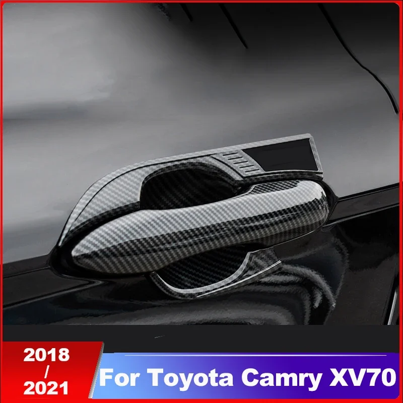 

For Toyota Camry XV70 2018 2019 2020 2021 2022 2023 Carbon fiber Door Handle Bowl Covers Trim Sticker Accessories Car-Styling
