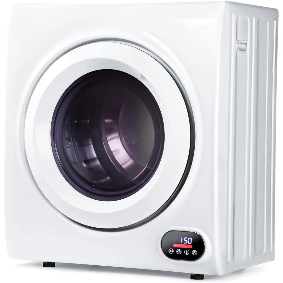 

Compact 2.65 cu ft Front Load Stainless Steel Portable Clothes Dryer with Exhaust Pipe 1400W Power LCD Control Panel FourFuncti