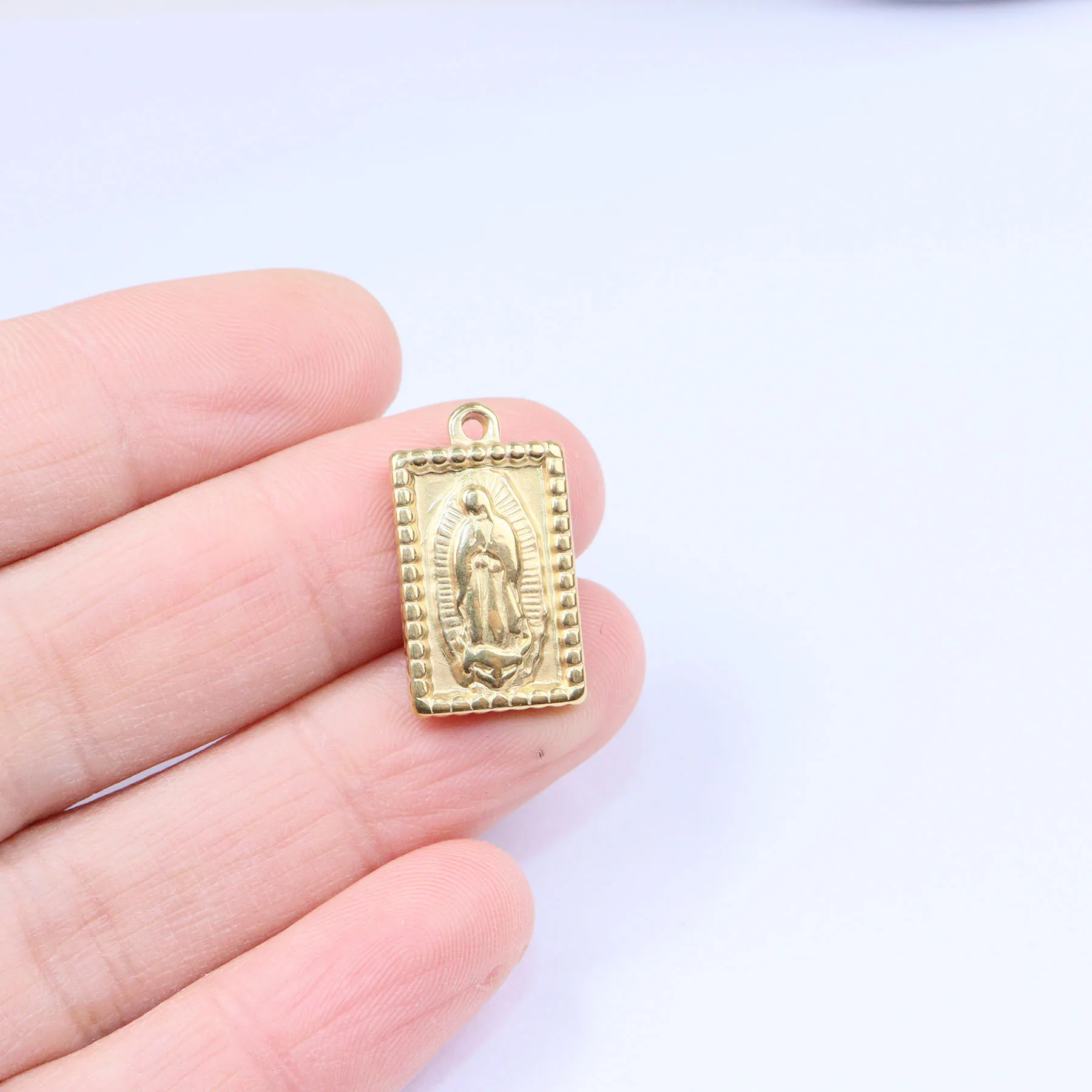 5pcs 12*18mm Wholesale Stainless Steel High Quality Jesus Charms Pendant DIY Necklace Earrings Bracelets Unfading 2 Colors