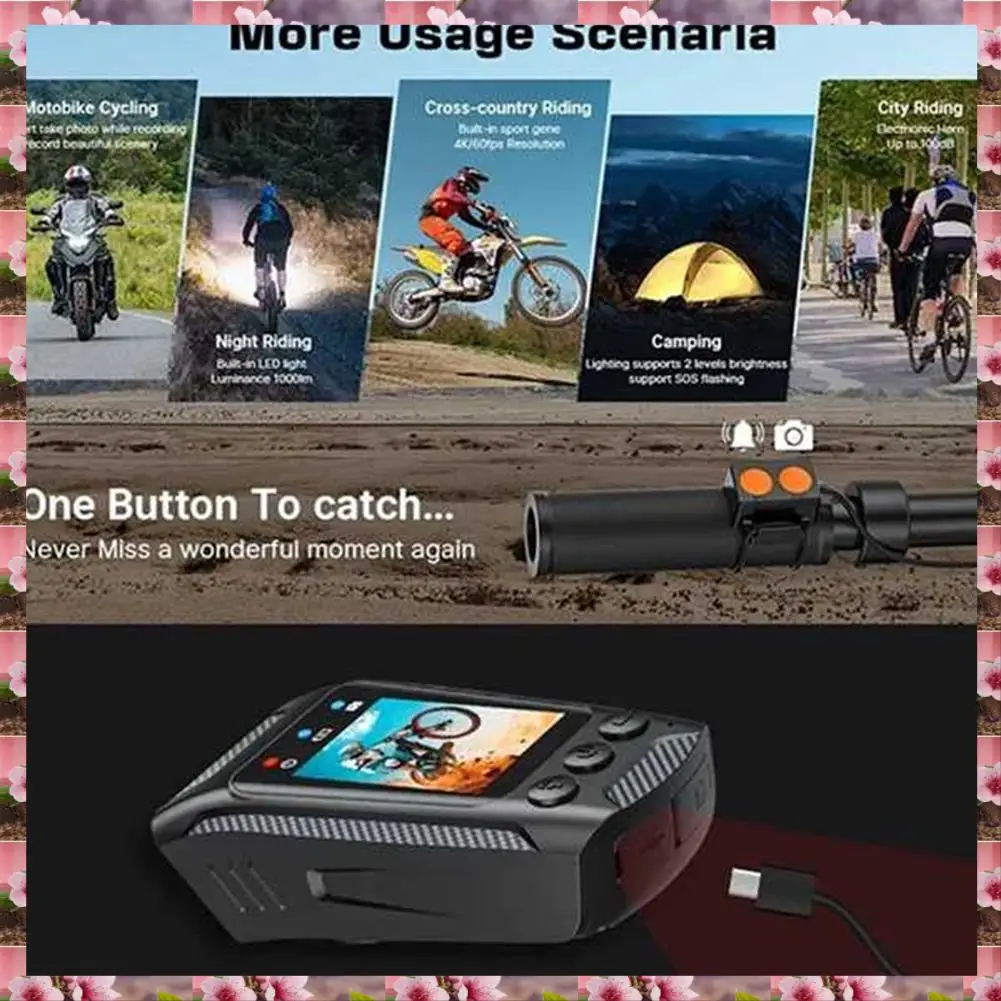 

2025 4K 60FPS Multifunctional Cycling Camera Rainproof 2.0 Inch IPS Screen Wifi Connection With LED Flashlight Bike Horn,4K 60FP