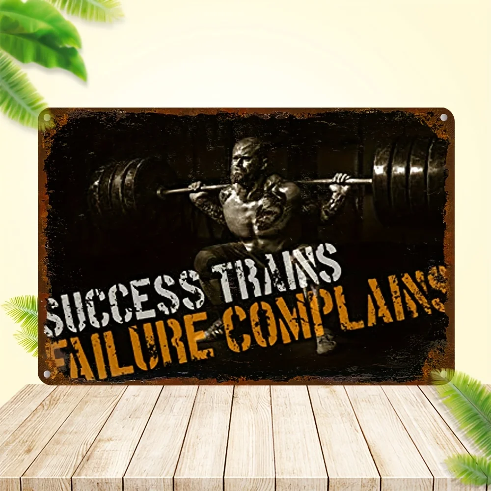 Weightlifting Motivational Quote Iron Sign, Retro Metal Wall Art - 