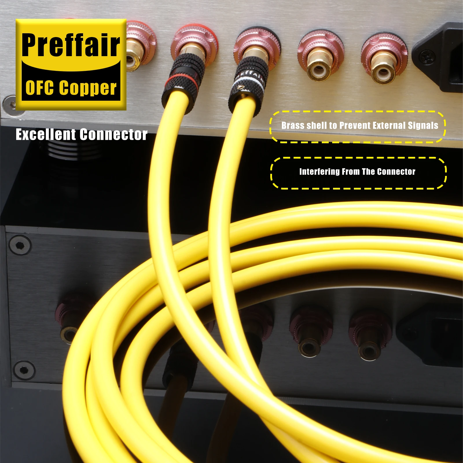 Preffair 1 Paar X412R1708 Audiokabel | Vergoldete RCA | OCC Kupfer | Premium RCA-zu-RCA-Erweiterung – Detail 3