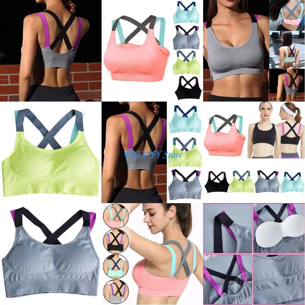 

G6DE Women for Cross X-Back Sports Bra Seamless Removable Padded Workout Vest Underwe