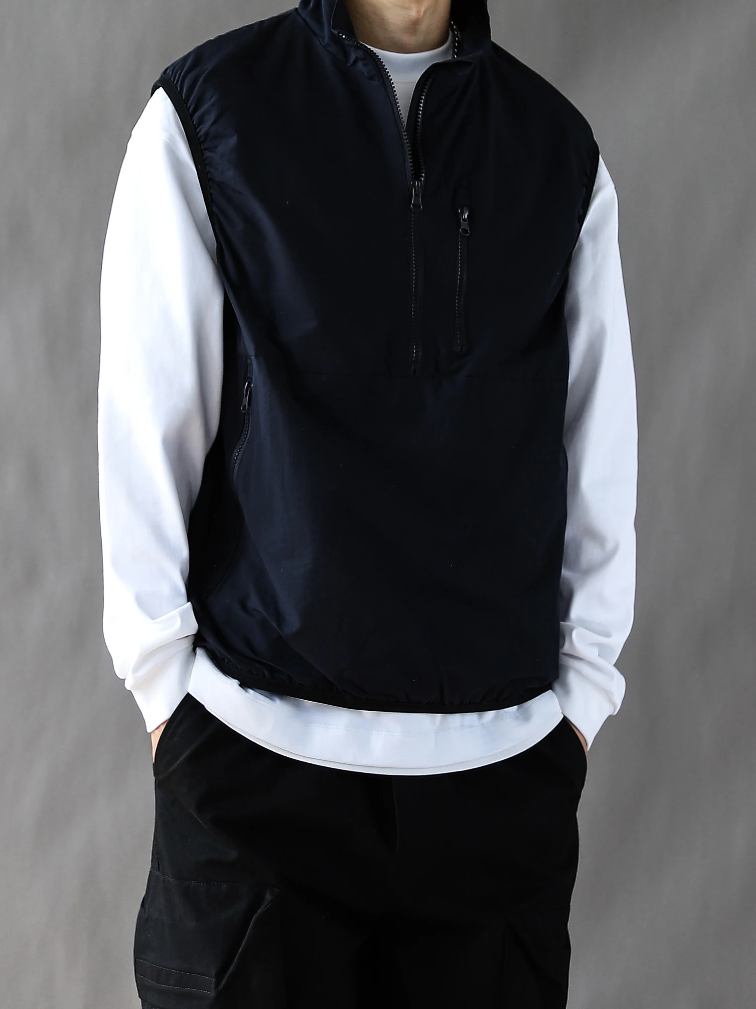 

Мужской свободный повседневный жилет в стиле ретро для весны и осени, молодежный, с застежкой-молнией, в американском стиле.