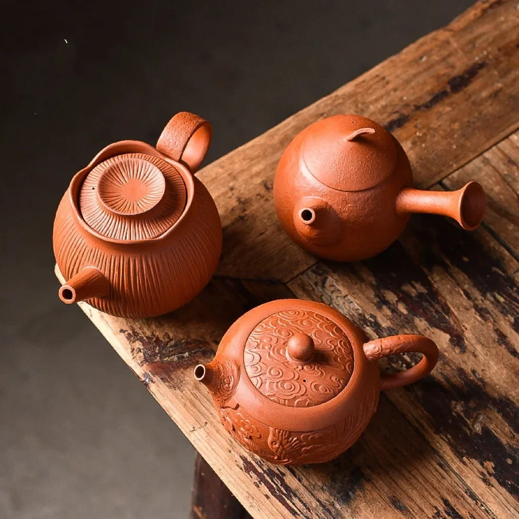

Purple Clay Teapot Side Handle Fengming Teapot Original Ore Xishi Teapot Purple Clay Relief Ceramic Handmade Kung Fu Tea Set